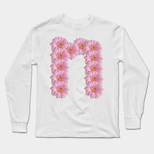 Letter n Pink Gerbera Daisy Long Sleeve T-Shirt